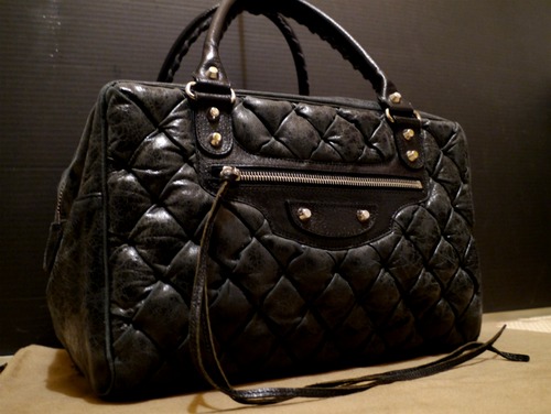 レア◆BALENCIAGA バレンシアガ ザ・マトラッセ ミニボストン型 レザー ハンド バッグ◆ 定番のエディターズラインから希少なマトラッセ♪