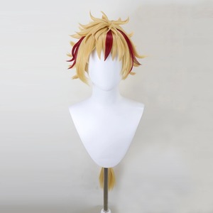 コスプレ耐熱ウィッグ オーダー 造形ウィッグ ゴールド レッド メッシュ 三つ編み ロング ウィッグ ★Fate/Grand Order/リチャード1世 等 ★受注品★
