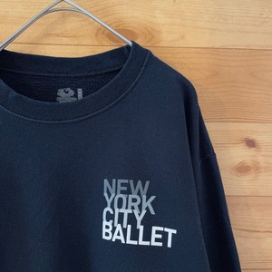 【FRUIT OF THE LOOM】NEW YORK CITY BALLET ワンポイントロゴ プリント スウェット トレーナー バックロゴ ニューヨークシティバレエ団 M US古着