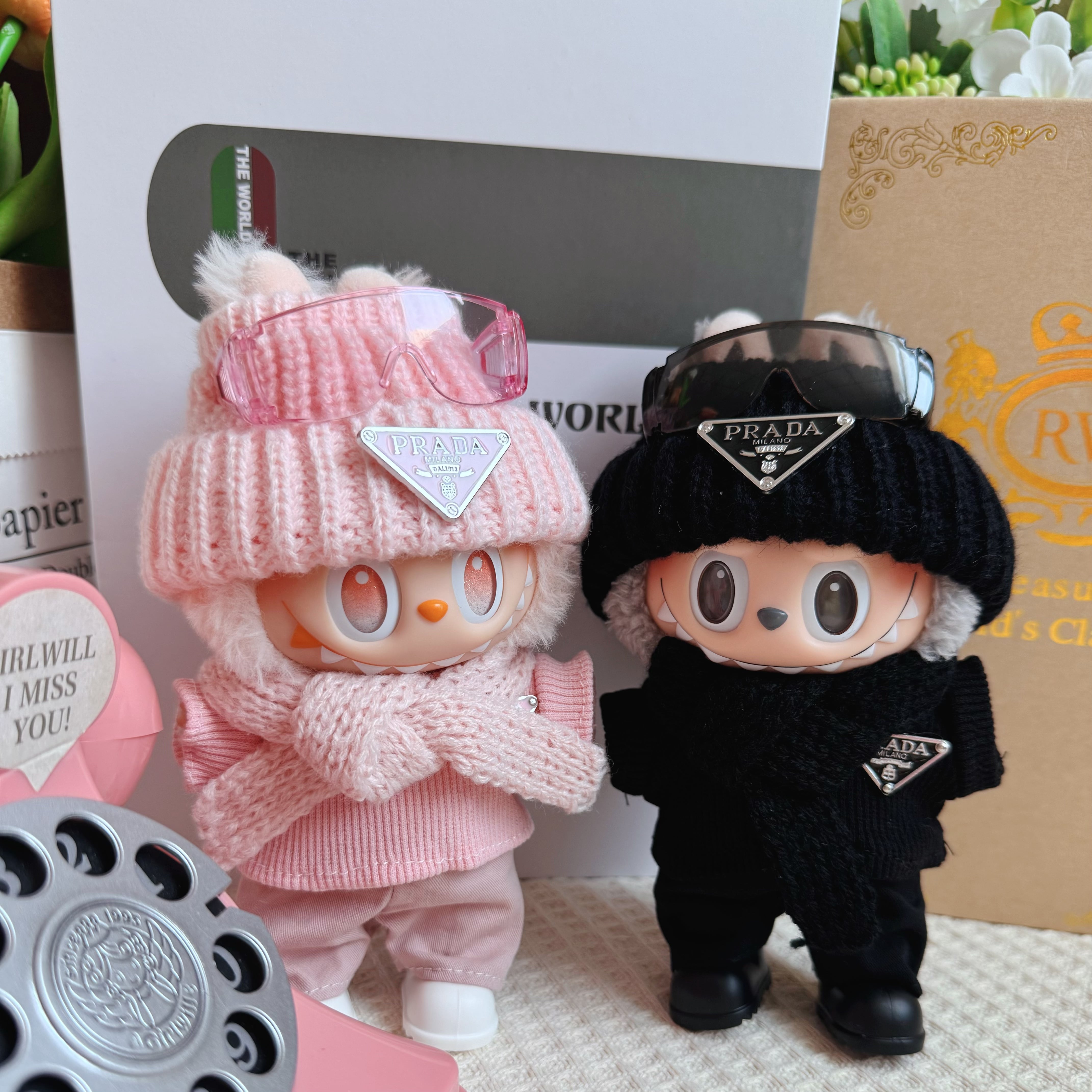 Labubu 1・2・3世代 ラブブ ニットセット ニット帽&シャツ&マフラー