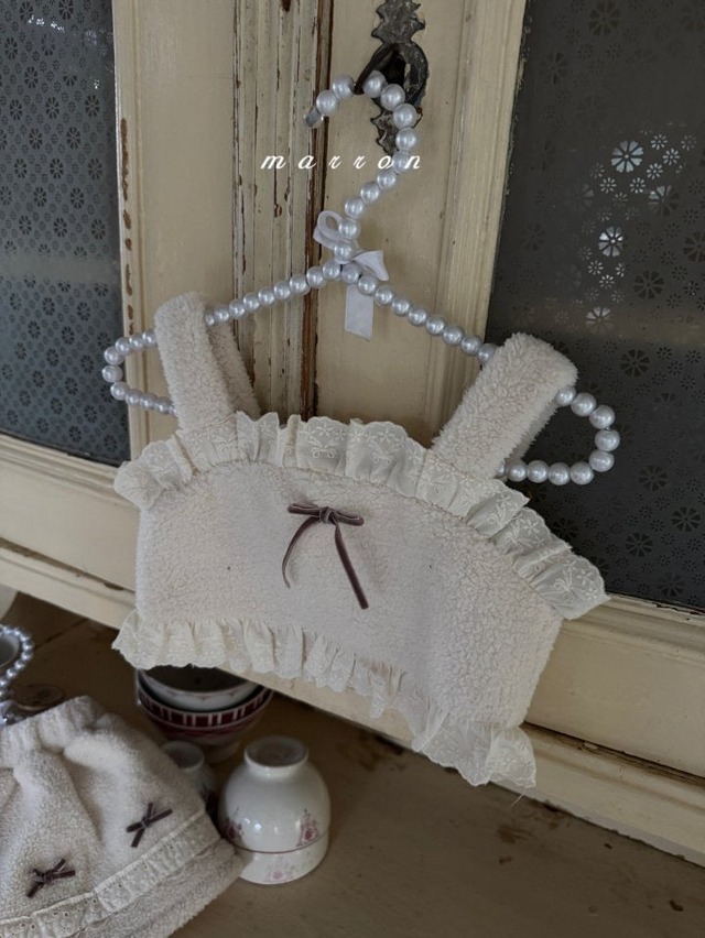 予約 / XS−L ribbon fur bustier / marron