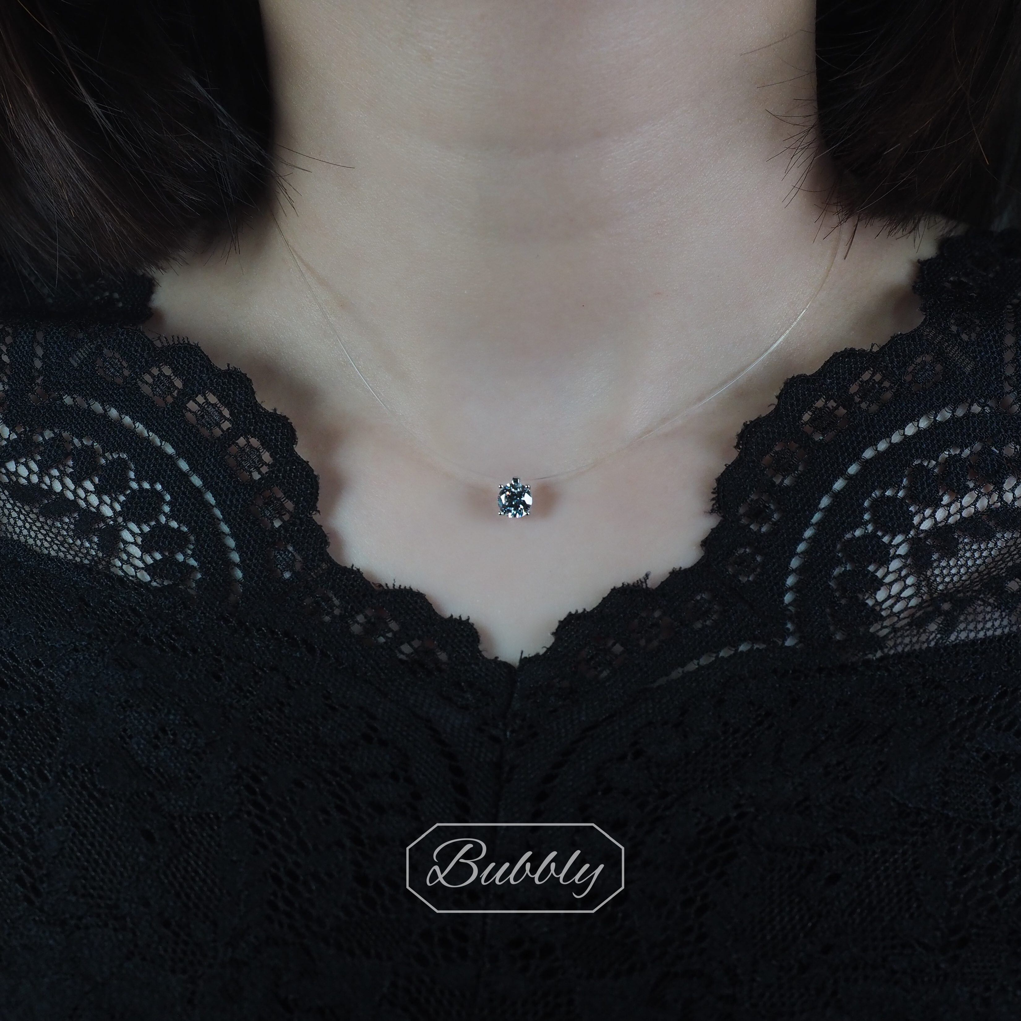 極上の輝き】透明 釣り糸 一粒ダイヤ ネックレス 1ct 【BU061