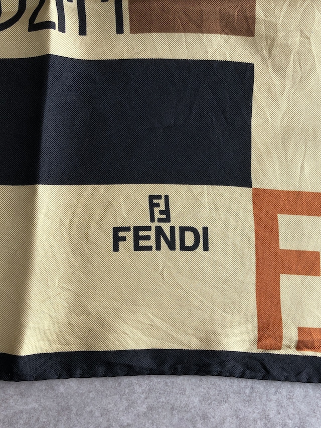 FENDI フェンディ スカーフ ブラウン FFモチーフ シルク vintage ヴィンテージ オールド tkau2i