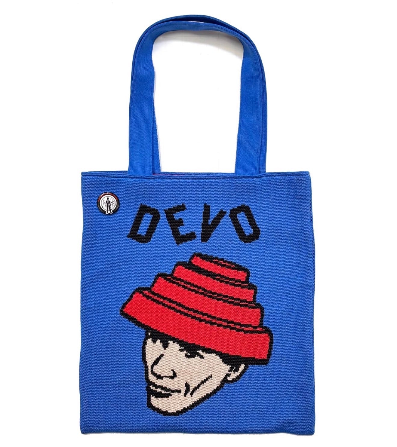ラスト1点!編み物☆堀ノ内DEVO ニットトートバッグ(バッジ付き)/DEVO Knit Tote Bag with Badge