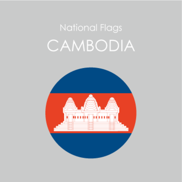 円形国旗ステッカー「カンボジア」