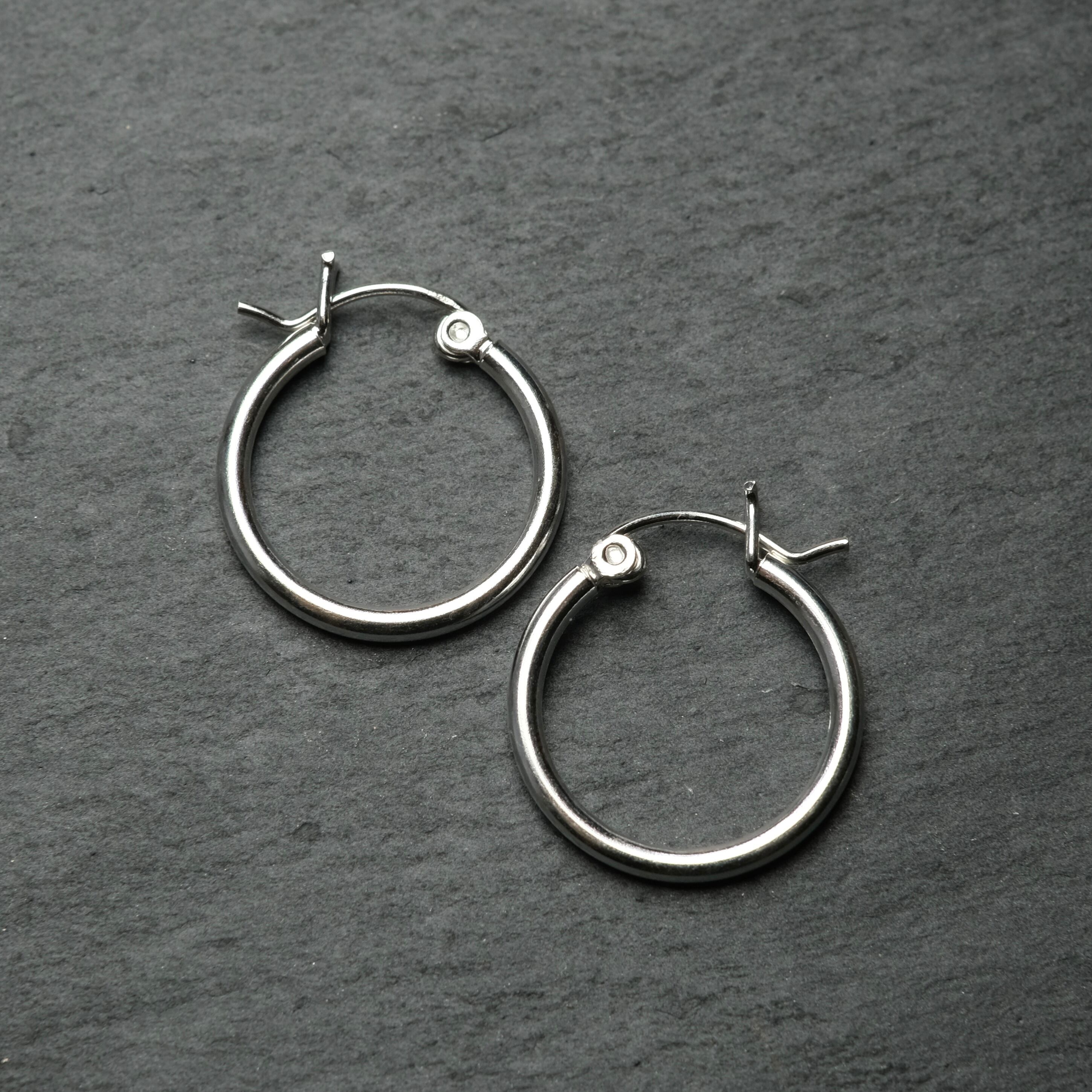 シルバー925 silver シンプルフープピアス/軽研磨仕上げ