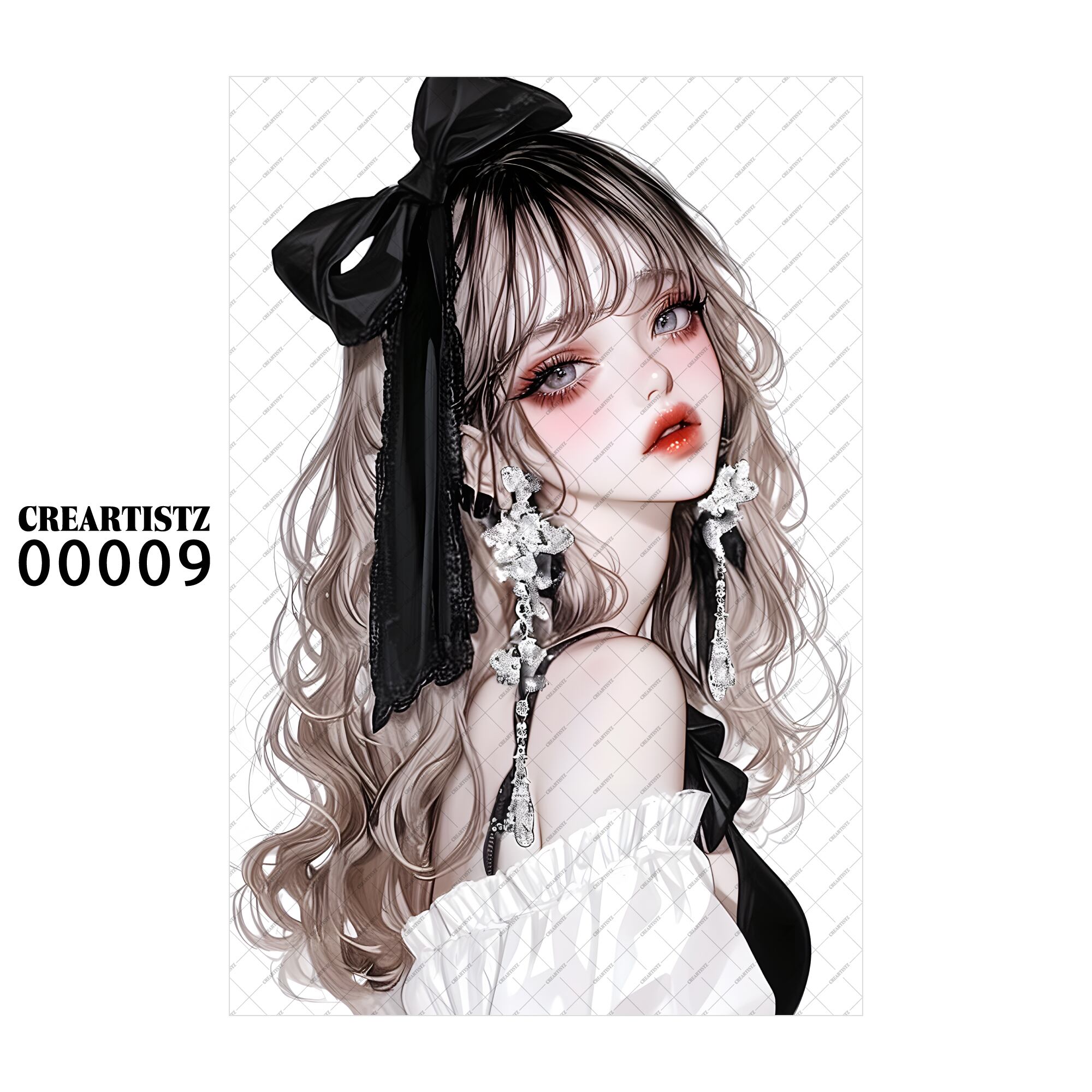 00009 ガール キュート オリジナル ペーパー/ステッカー 4枚セット CREARTISTZ