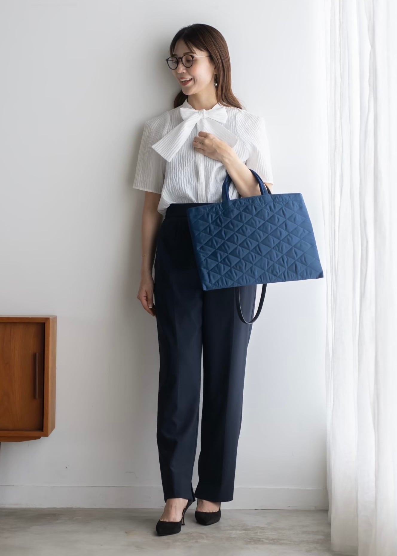 BIBI bag. “LARGE” quilting cloth Navy | BIBI bag presented by BIBI