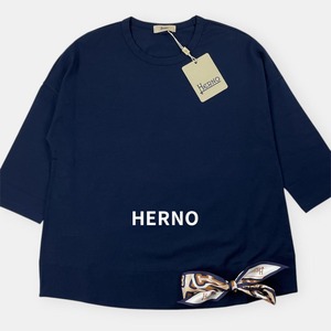 HERNO BUBBLE スカーフ Tシャツ コットン マルチカラー ネイビー 40 / J&NREUSE レディース トップス