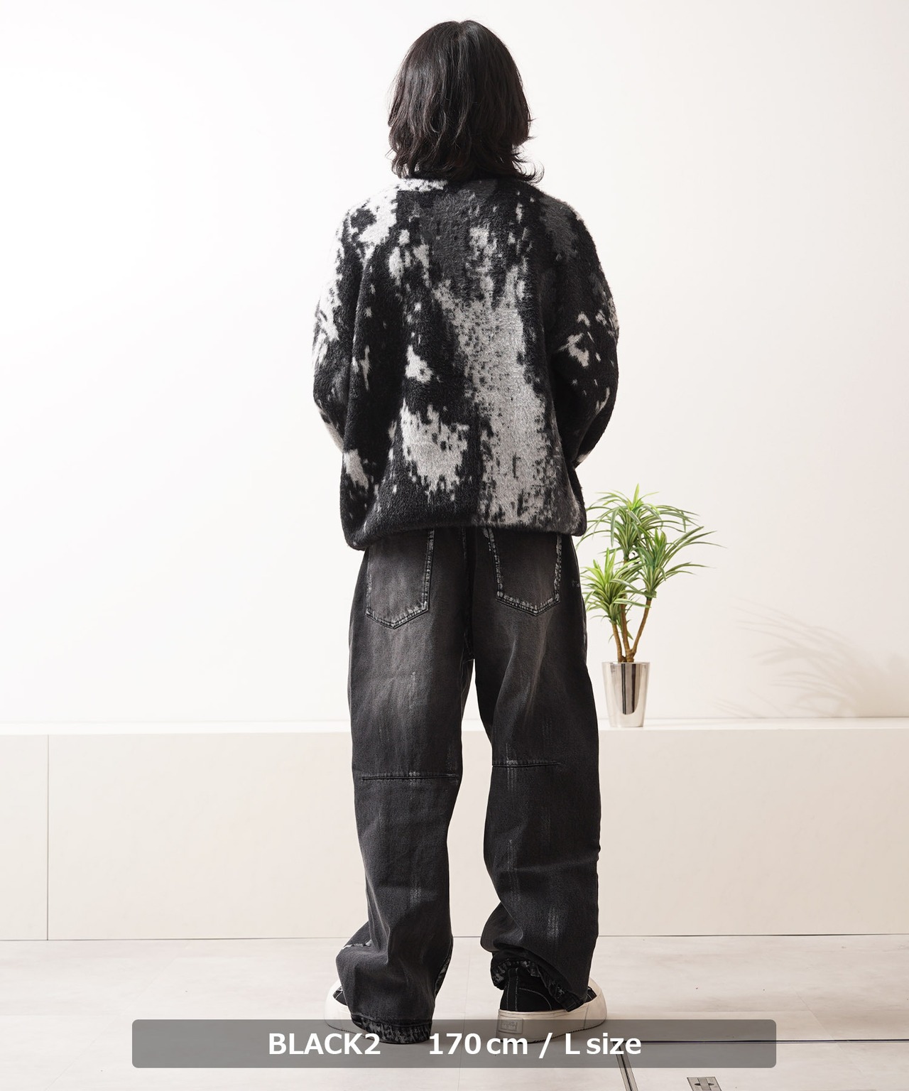 ◆アブストラクト柄 シャギーニット◆bl-808527