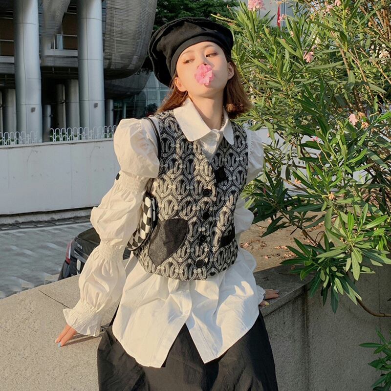 Vネックスプリングオータムショートレッドスタンダード レトロ 春物 秋物 試着室73499590139