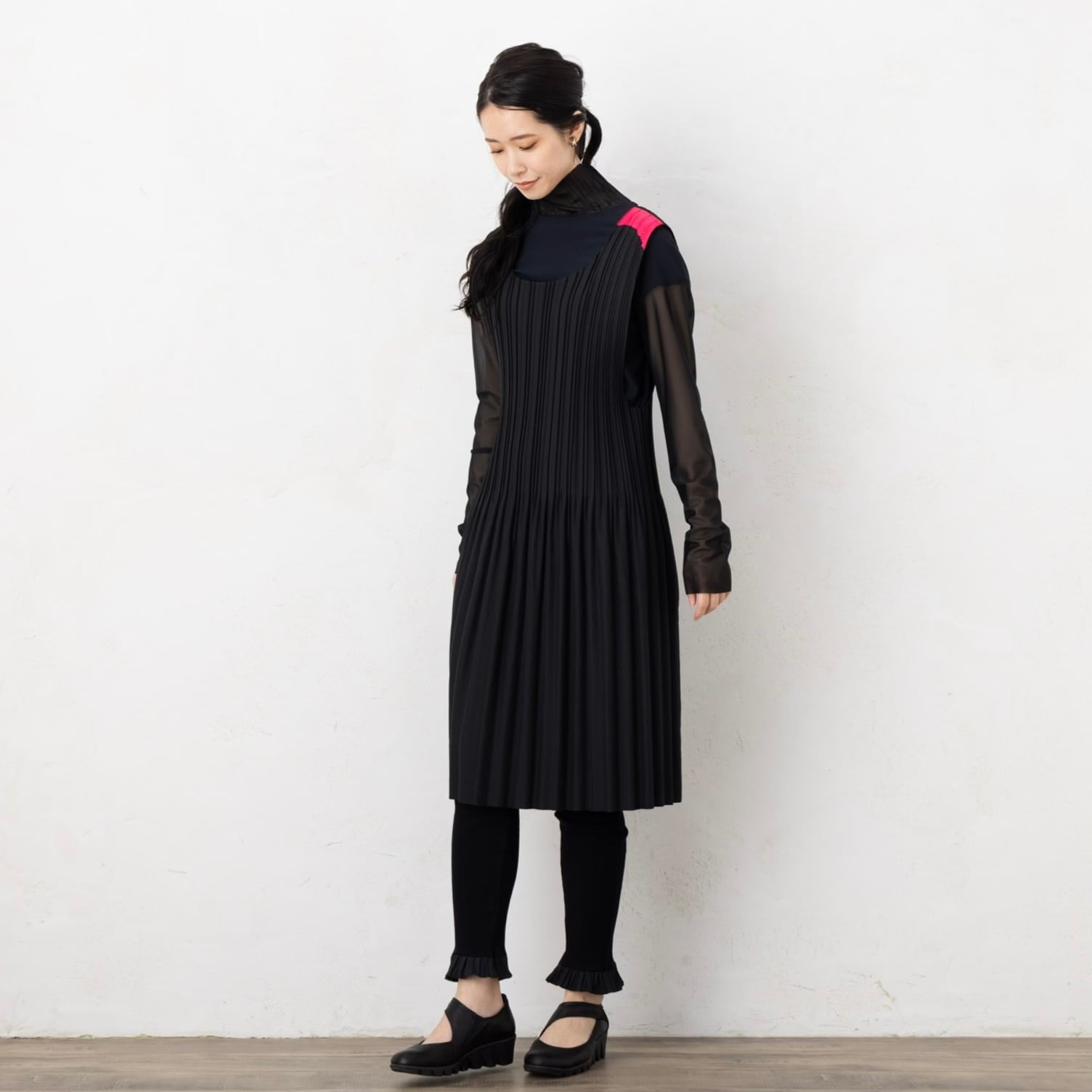 MONCOEUR T-Prati 5 黒× 肩配色 2Way Pratique Dress 100㎝ 黒