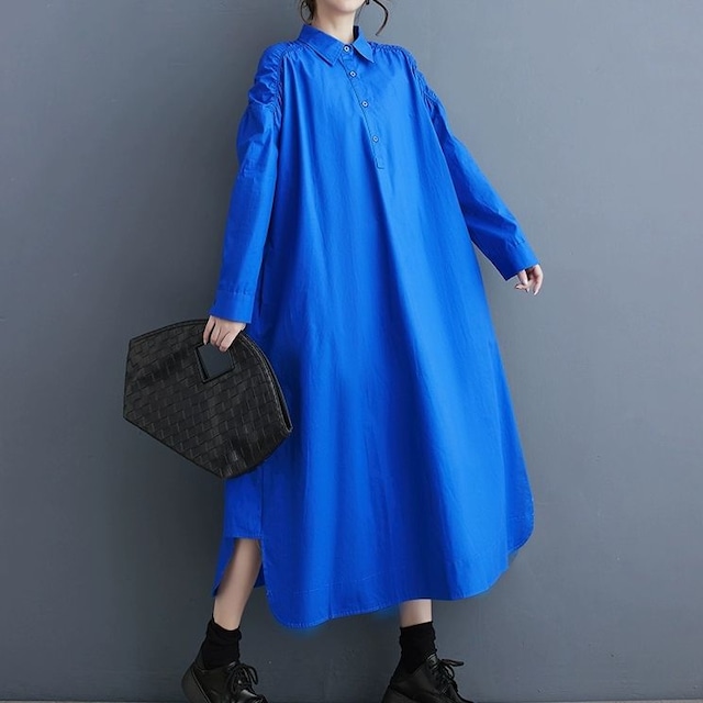 BOLD BLUE SHIRT DRESS M-8994