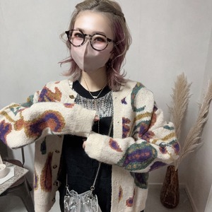 paisley pattern mohair knit CD【Ivory】