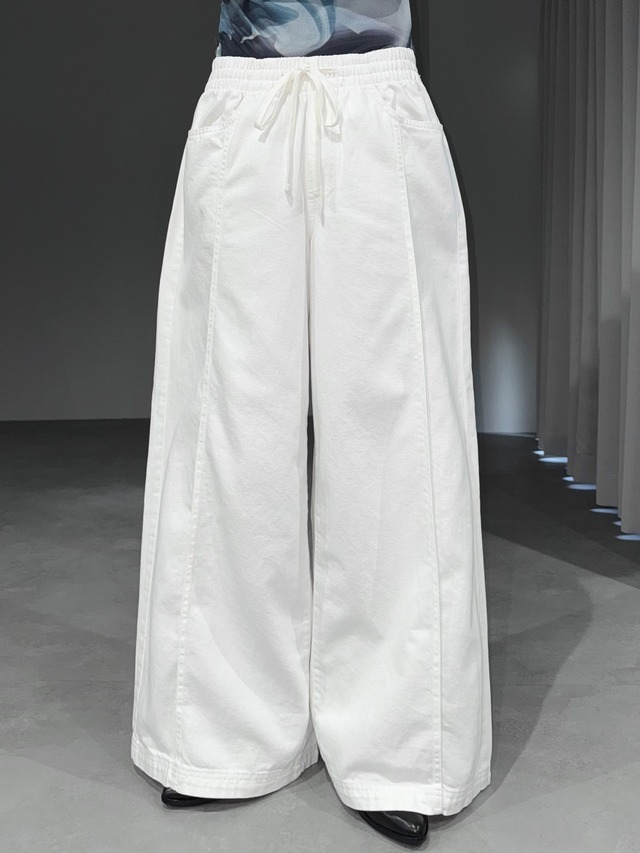 center seam wide buggy denim / white