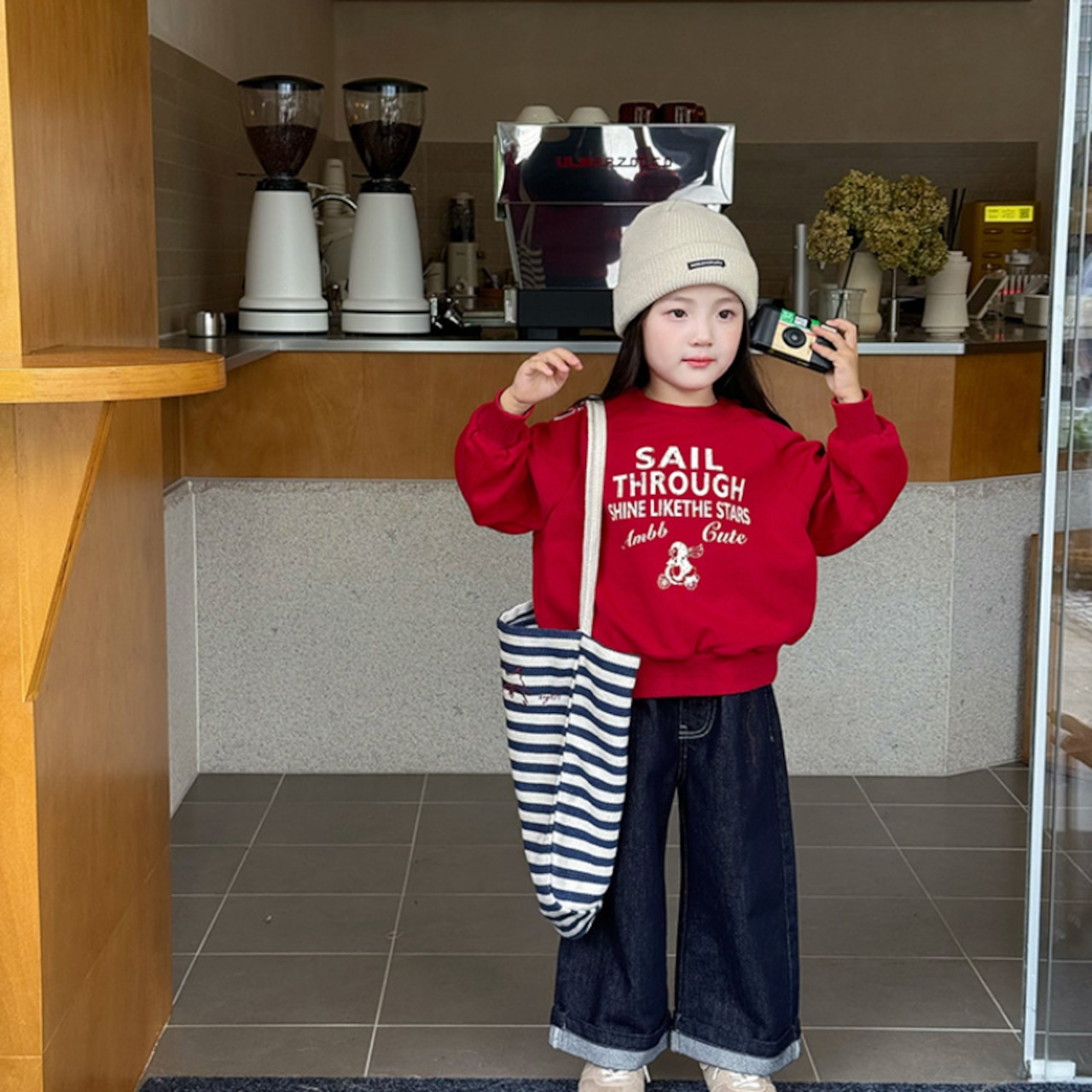 秋ペンギン&英字プルオーバー