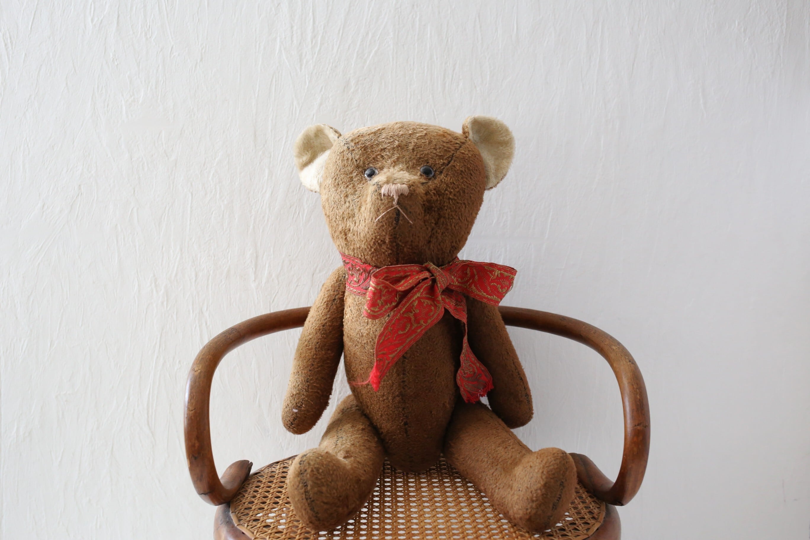 フランス アンティーク ヴィンテージ テディベア 大きめのピーナッツ型のベア 約46cm N-05925