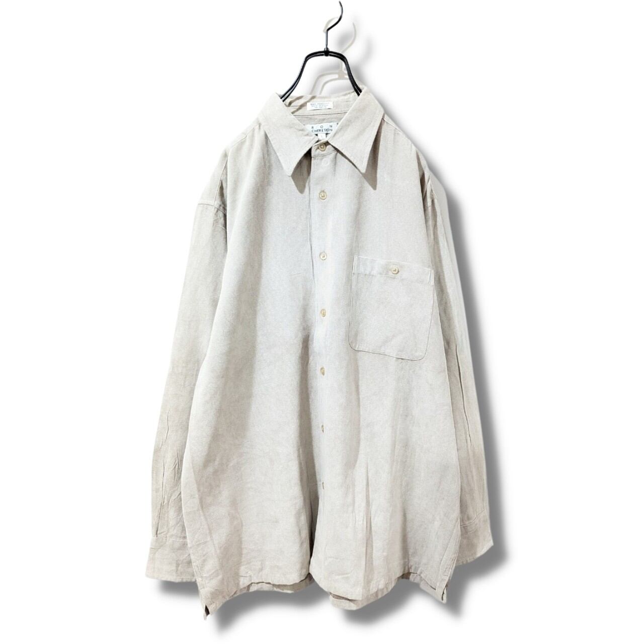 フェイクスエードシャツ 古着 ベージュ スウェード 長袖 BS514