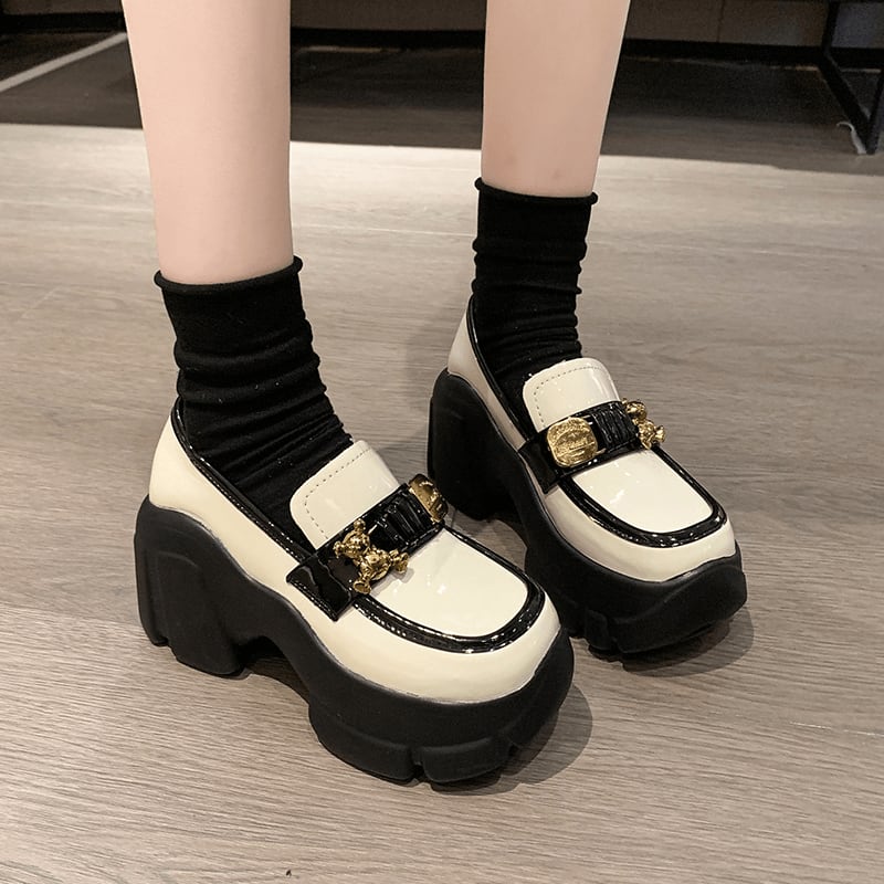 テディベアデコ厚底ローファー8cm全2色