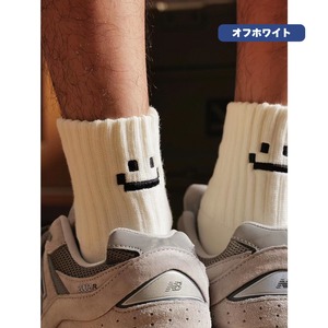 Smiley face ribbed crew socks 1464