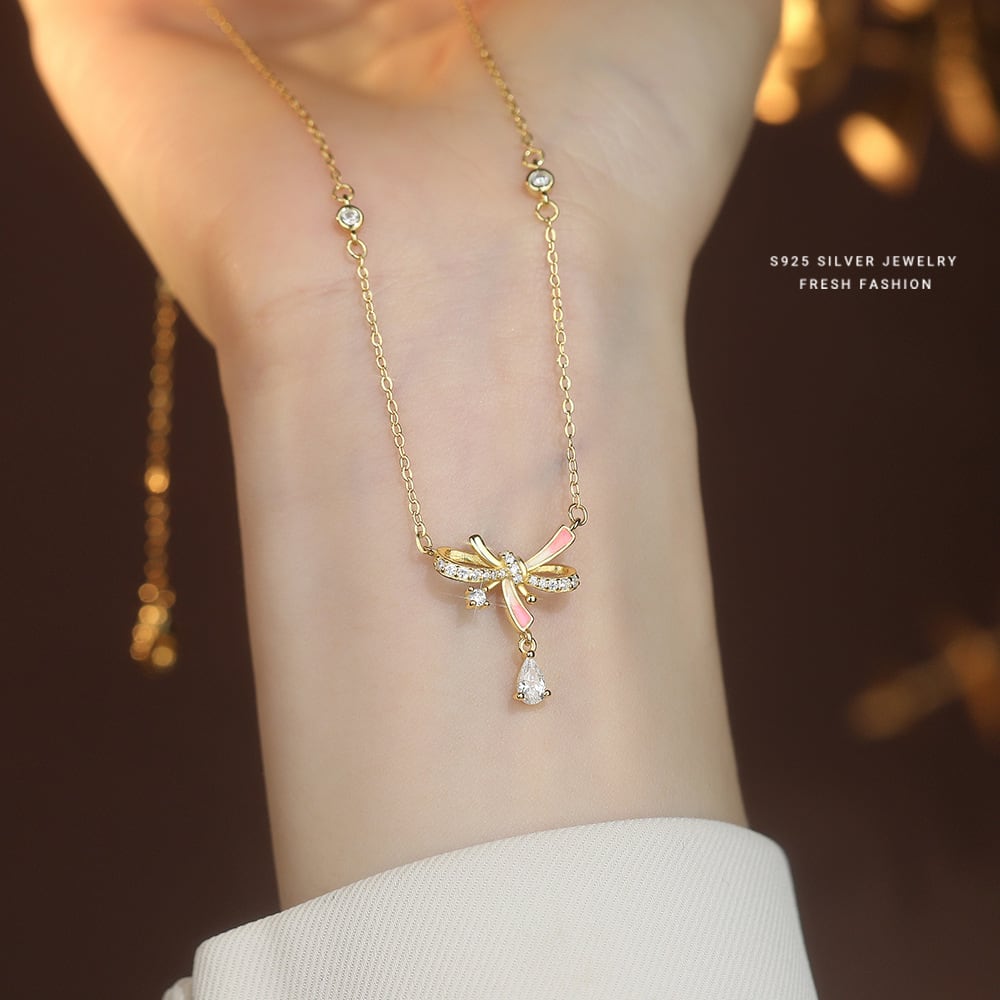 18金 ネックレス レディース リボン 一粒ダイヤ K18 1粒 ダイヤモンド ゴールド 18K