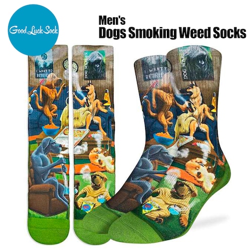 Good Luck Sock『Dogs Smoking Weed Socks』 (Men's)