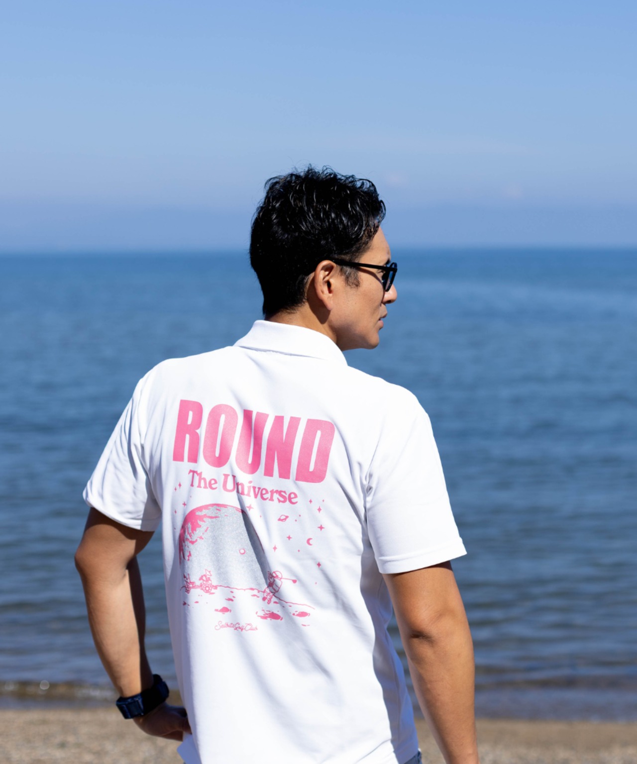 ROUND the UNIVERSE Polo ”white” / 宇宙柄ポロシャツ