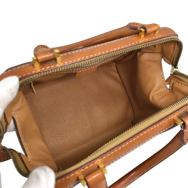 CELINE セリーヌ マカダム ショルダーバッグ ブラウン PVC レザー 2way ミニボストン vintage ヴィンテージ オールド aacnr6