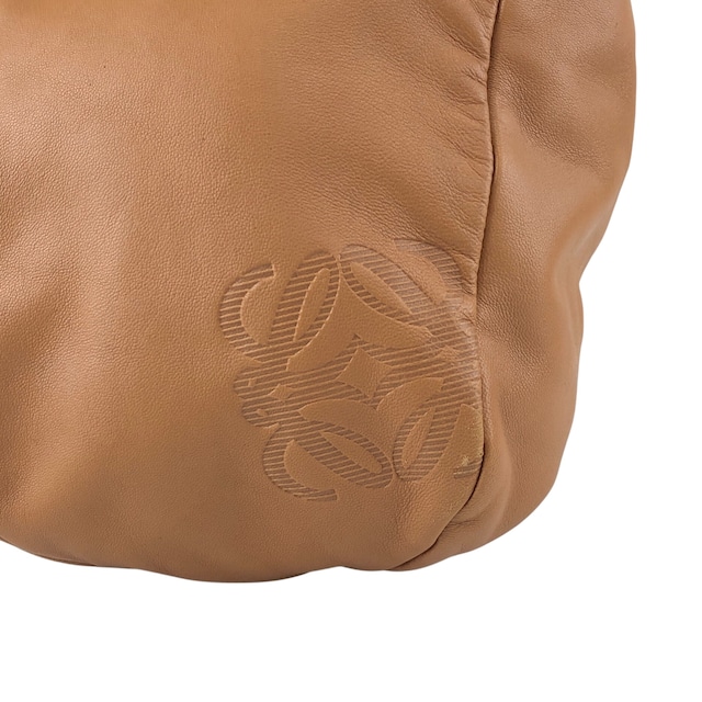LOEWE ロエベ ショルダーバッグ キャメル アナグラム型押し ナッパレザー ホーボーバッグ vintage ヴィンテージ オールド 6sxnri