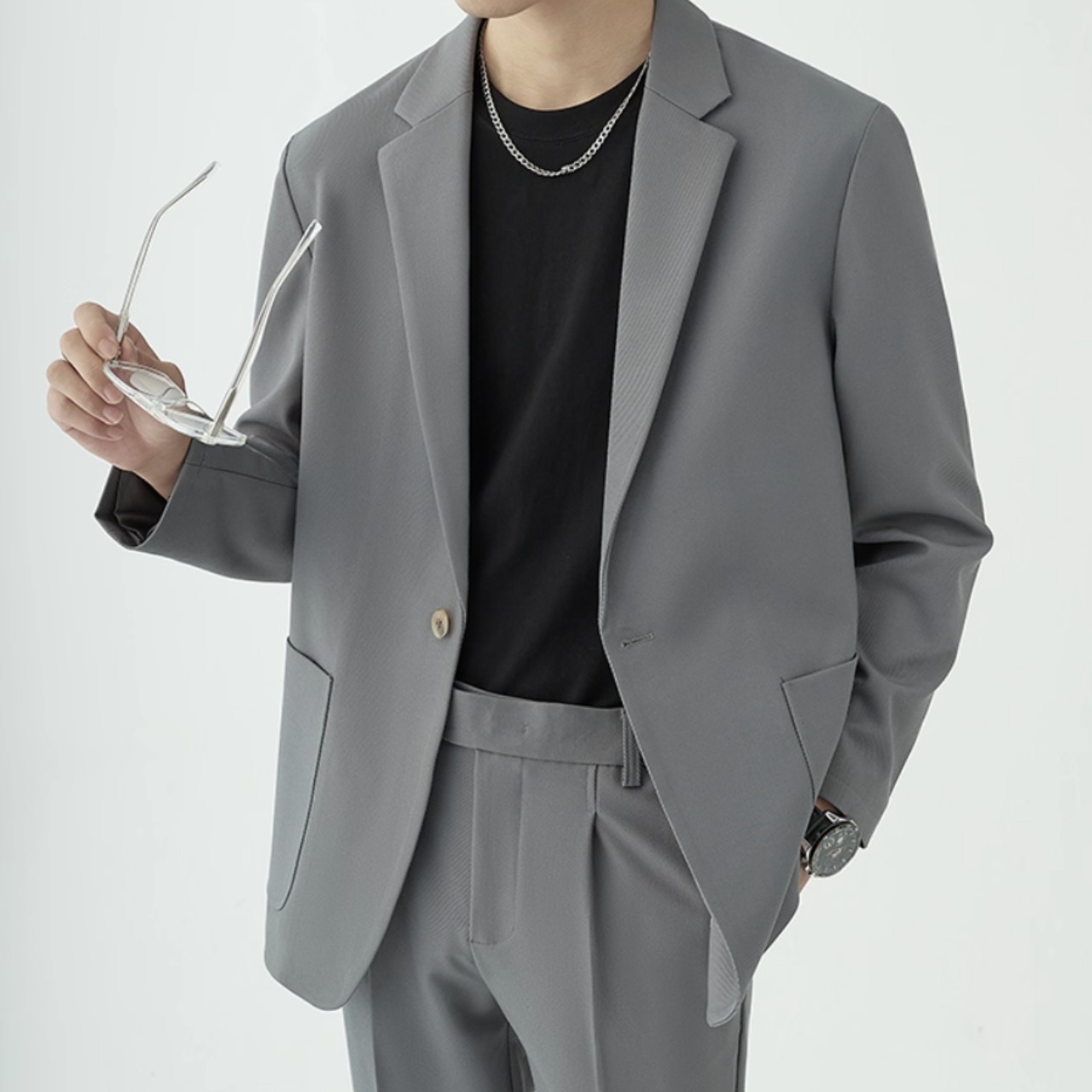 ボタンフロント スリムフィット ジャケット＆パンツ セットアップ af0008