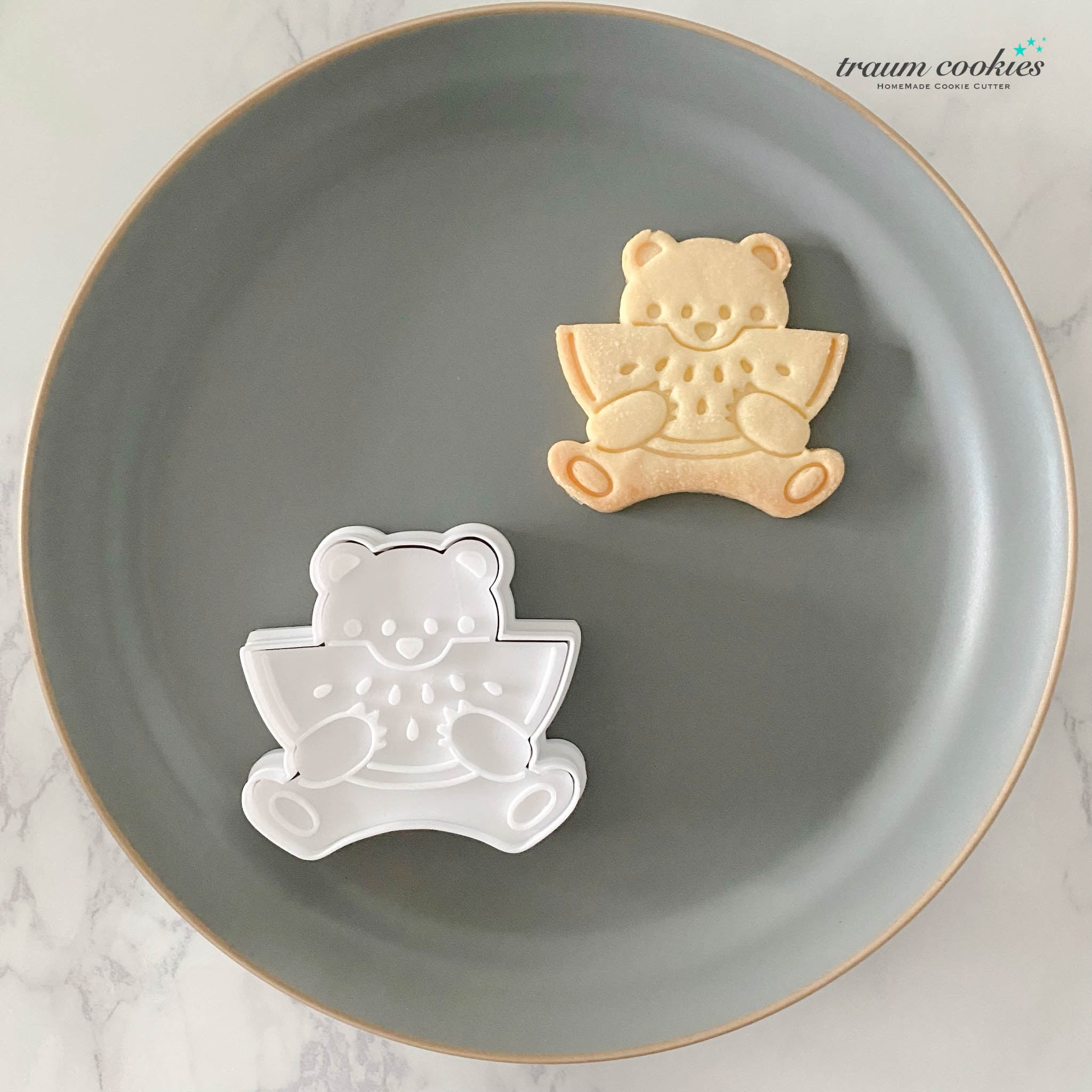 スタンプ付き】スイカを頬張るシロクマのクッキー型《しろくま・すいか》