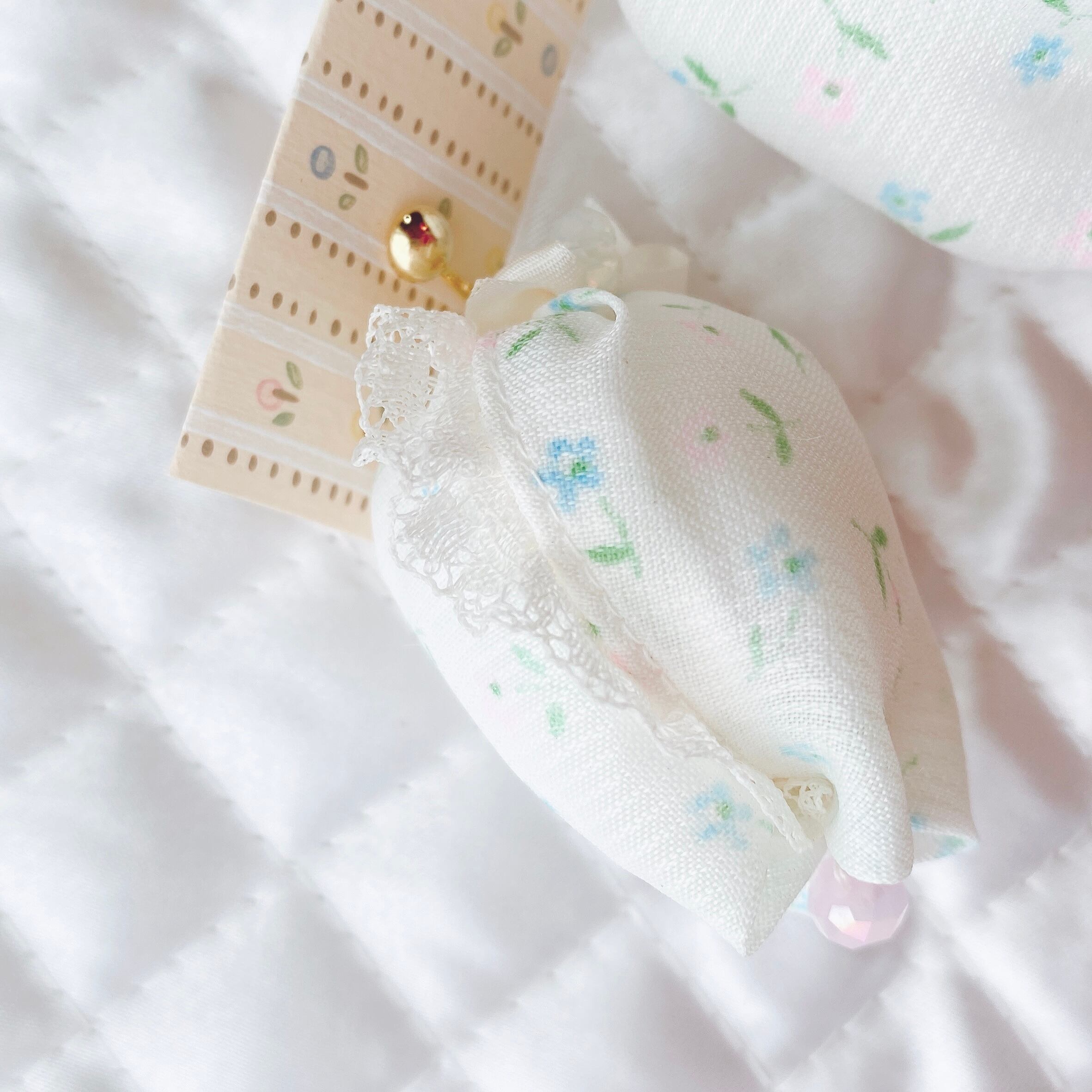 Vintage baby fabric x Tulip 耳飾り(B)♡イヤリング・ピアス