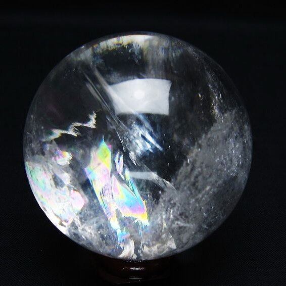 水晶 丸玉 虹入り 58mm スフィア 置物 水晶玉 一点物 151-8827