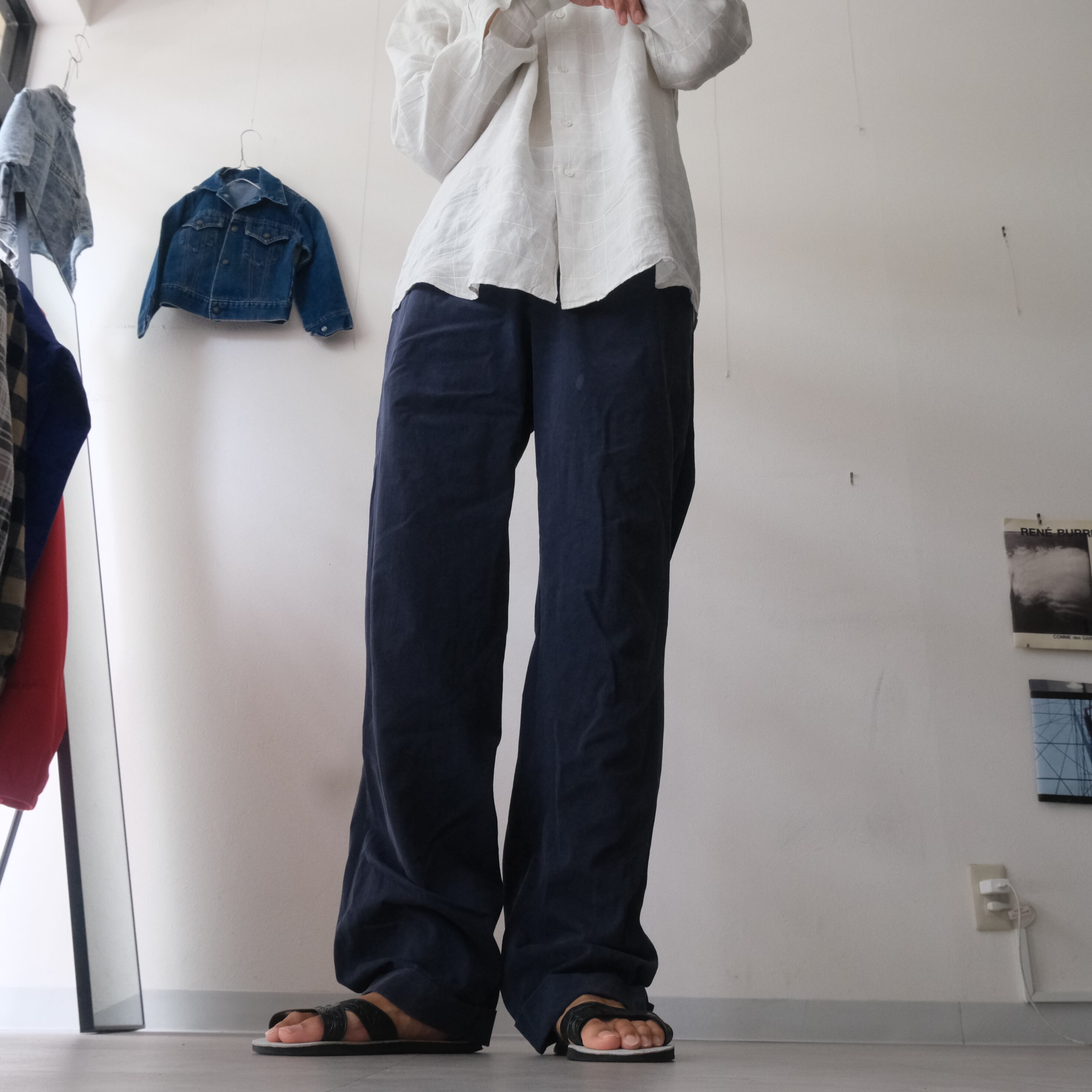 90s “HERMES” navy double slacks pants | anti knovum（アンタイノーム）