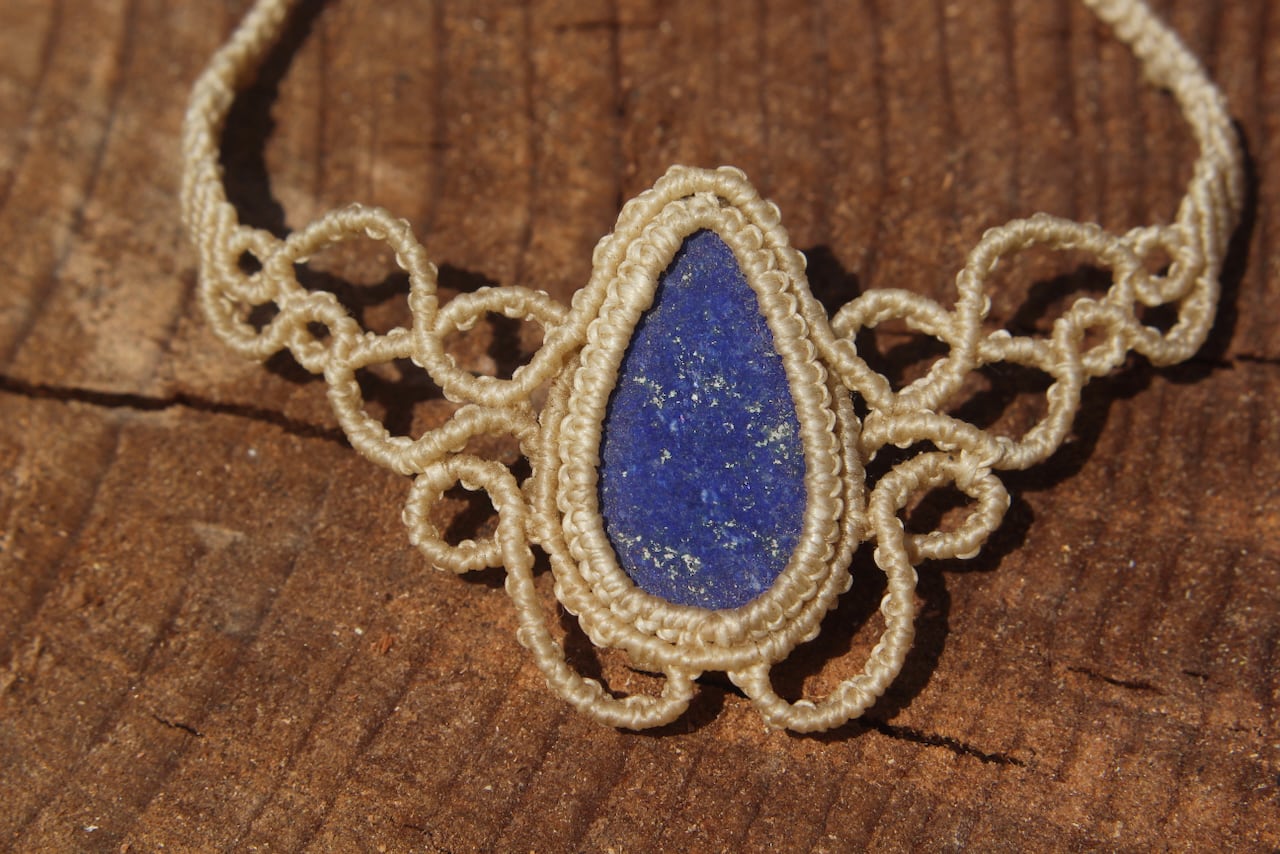 Lapis lazuli micro macrame bracelet