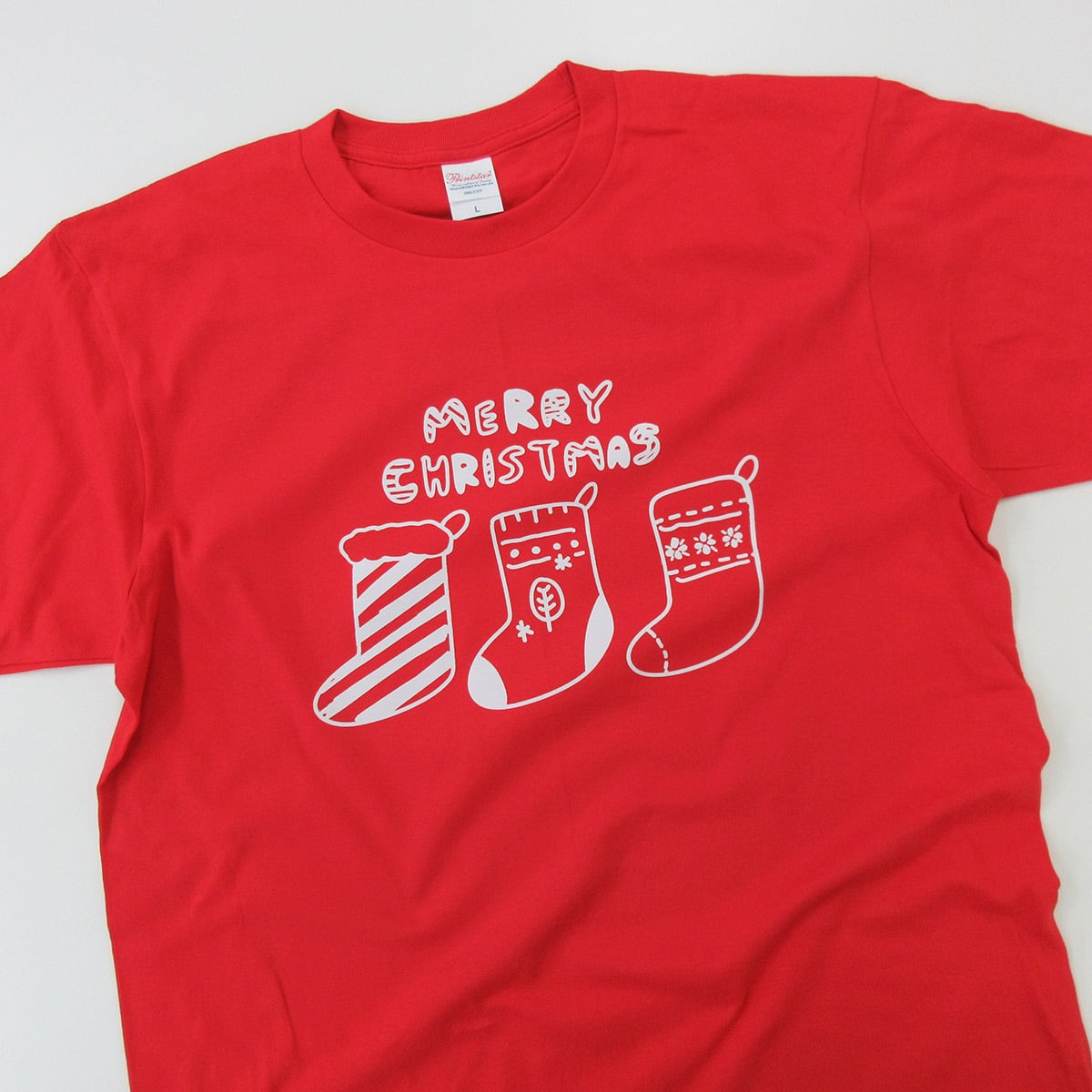 靴下 メリークリスマス Tシャツ ms104 冬服 クリスマス かわいい イラスト デザイン