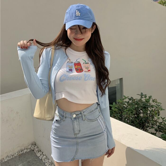 スプリングスタイルニットカーディガンプリントTシャツ 春物 ドラファッションホール97650887138