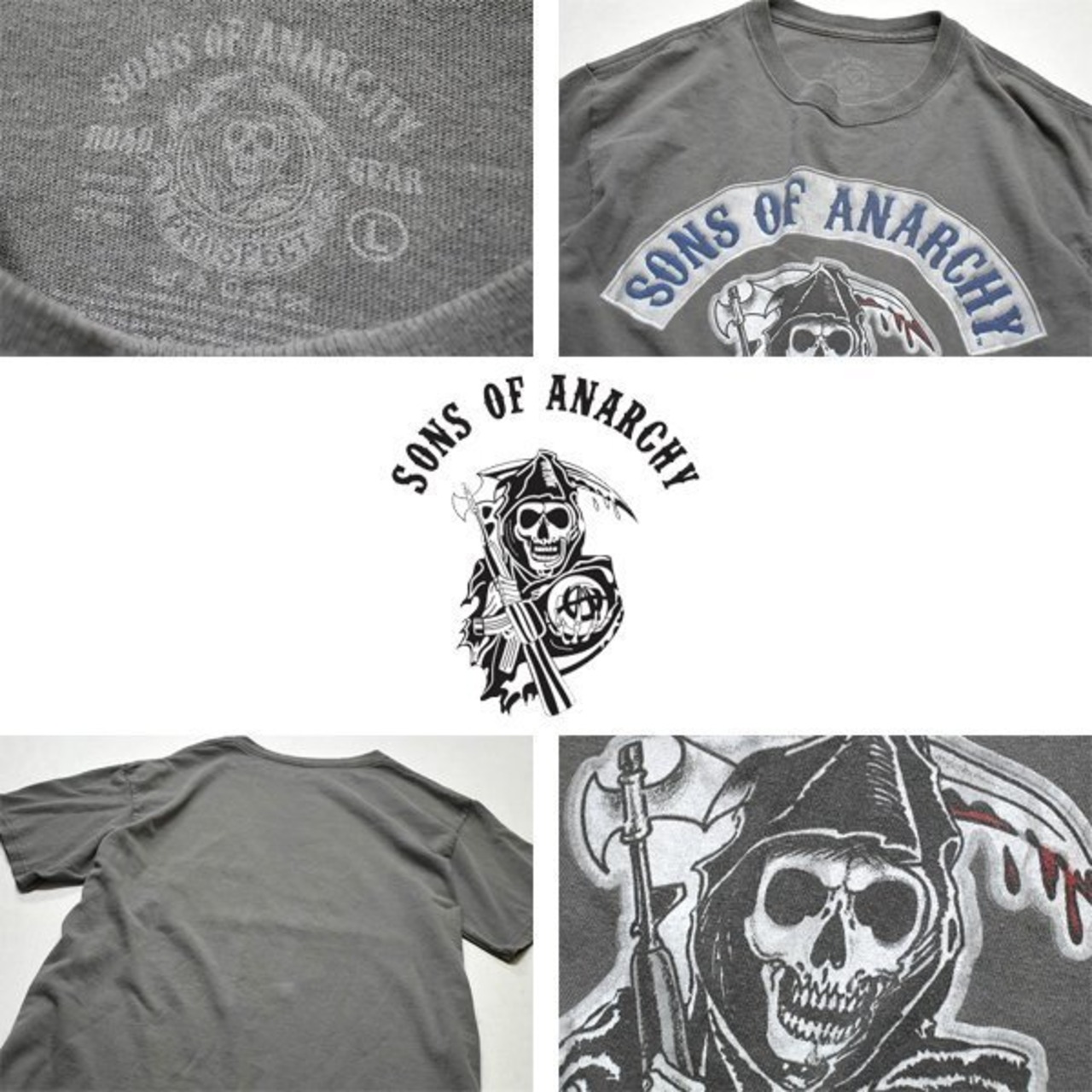 1点物◇サンズオブアナーキー骸骨スカルプリントTシャツ古着メンズ 
