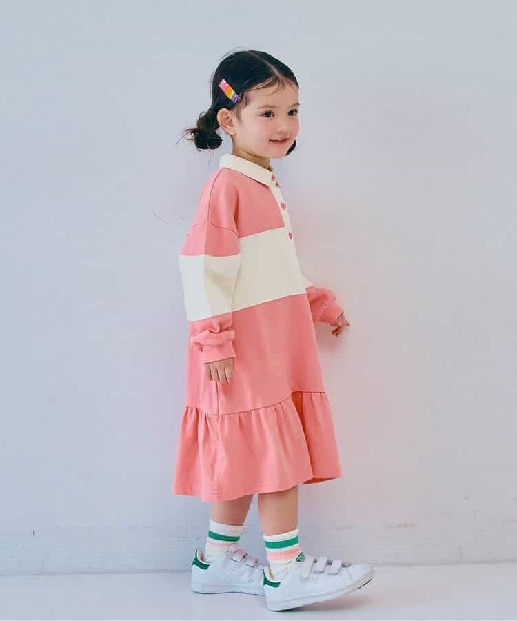 p.premier 春色の切替ラガー裾フリルワンピース ピンク | 子供服の