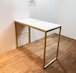天板大理石調サロンテーブル 900×450 アイアン ウッド 作業テーブル ダイニングテーブル イエローゴールド