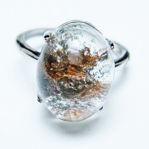 ガーデンクォーツ 指輪 ガーデン水晶 リング フリーサイズ 15号 一点物 メール便可 [M便 1/20] 115-6974