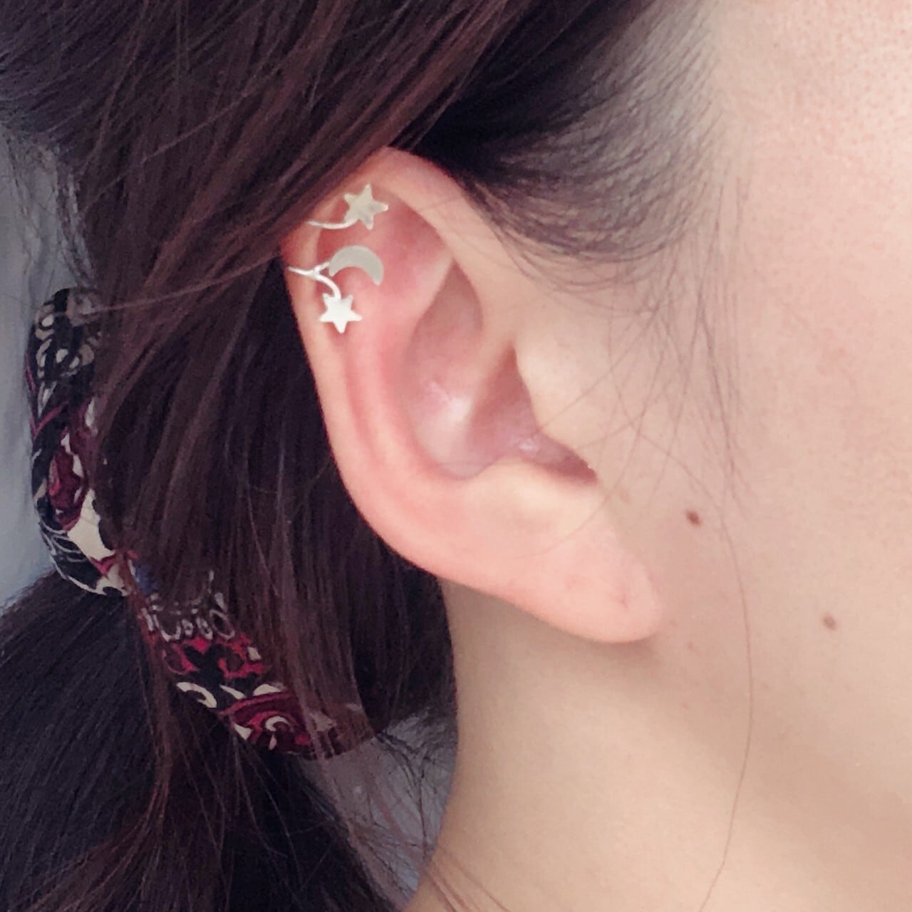 s925 ミニ星×月シルバーイヤーカフ | vivid market
