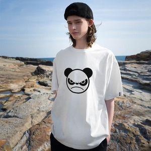 SALE 【HIPANDA ハイパンダ】 男女兼用  フロッキー プリント Tシャツ  UNISEX ANGRY PANDA SHORT SLEEVED T-SHIRT / WHITE・ BLACK・GRAY