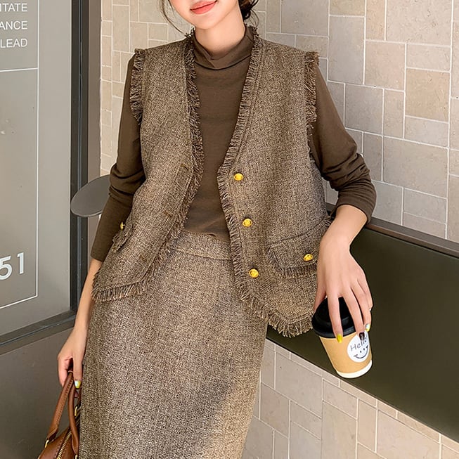 Designer vest & shirt & skirt set S57