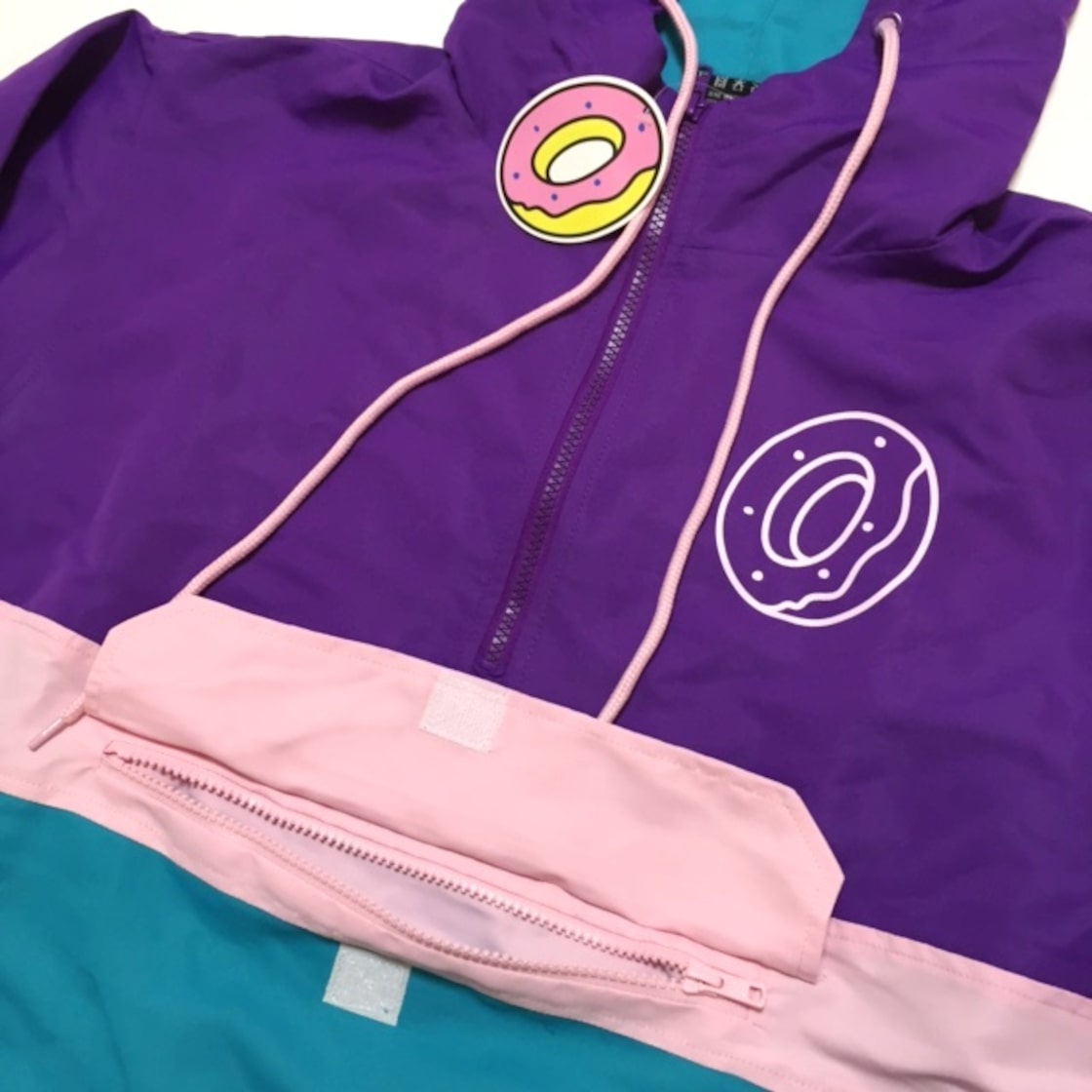ODD FUTURE DONUT PURPLE, TEAL, & PINK ANORAK JACKET (オッド 