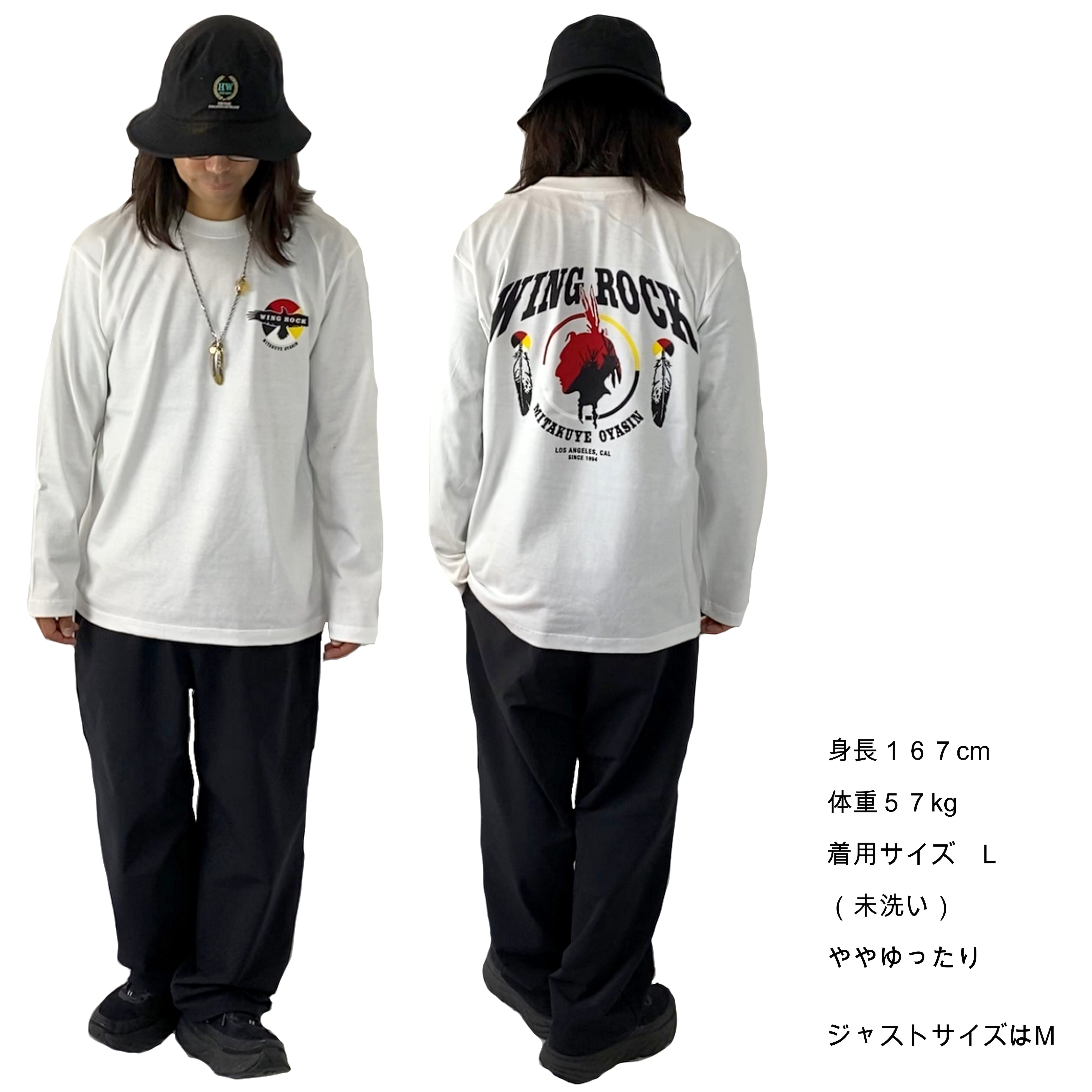 WING ROCK 2022 FW L/S Tee 「TeePee/FACE」ホワイト （ウイングロック 