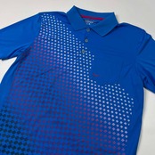 美品 NIKE GOLF ナイキ ゴルフ 柄入り 半袖 ドライ ポロシャツ サイズ L /ブルー/メンズ/ポケット付き