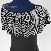 フラダンス 衣装 トップス ブラック系 マウナロア ハワイアン アロハ モノトーン おしゃれ 上品 大人っぽい 大人 フリル オフショル ワンショル 3way ダンス Maunaloa 黒 ホワイト系 白 ブラウス フラダンス衣装 トップス お洒落 大人