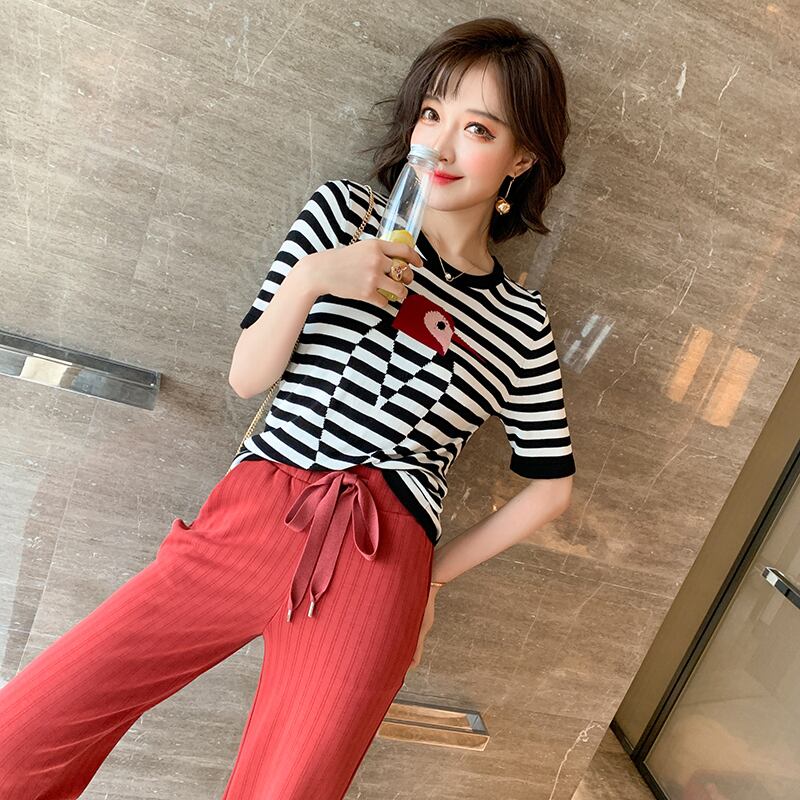 パターン薄手ニットセーター Tシャツ トップス サマー 夏物 MIUCO34486501659