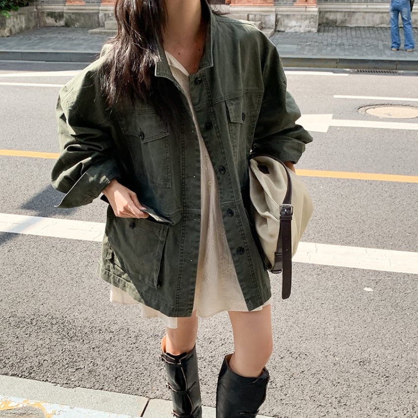 patch pocket denim jacket　J00189